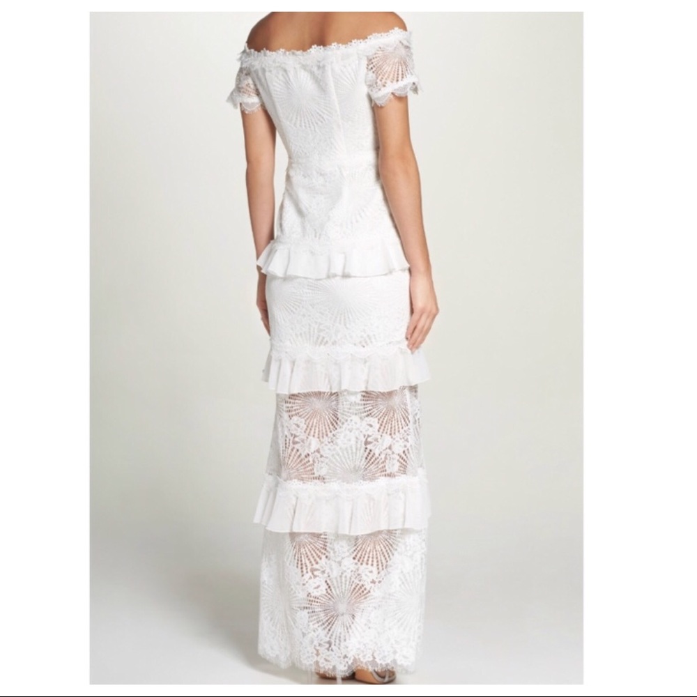 FOXIEDOX OFF THE SHOULDER RUFFLE TIER MAXI GOWN - Picture 7 of 7